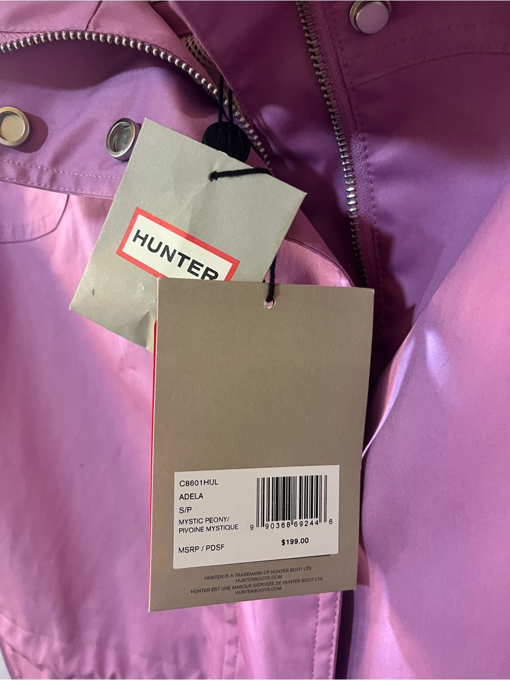 Hunter Adela Womens Rain Jacket S Mystic Peony Hooded Waterproof Coat NWT - Picture 4 of 10